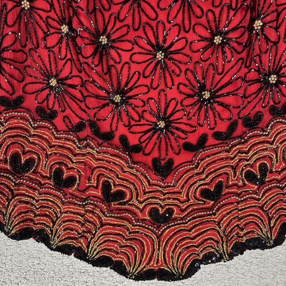 Papell Boutique Halter Top Women’s Size L Red Silk Dark Fairy Romantic Goth Vamp - Picture 3 of 16